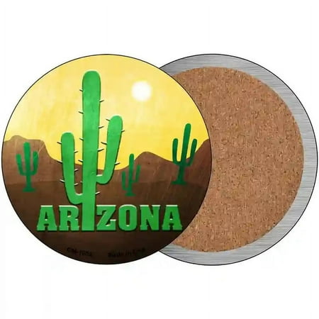 

Arizona with Saguaro Novelty Circle Coaster Set of 4 3.5 Coaster (Sets of 4) (CC)