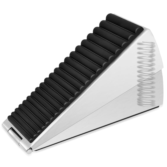 KOLAKO Door Stop, Heavy Duty Door Stopper Stainless Steel, Adjustable Rubber Door Wedge for wall, Silver