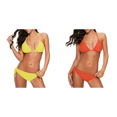 2-Pack Women Bandeau Bandage Bikini Set Push Up Brazilian Swimwear Beachwear Swimsuit Ruffled Bikini Full Coverage Bikini Set Full Coverage Bikini High Waist Bikini Bottom Tube Top Bikini String