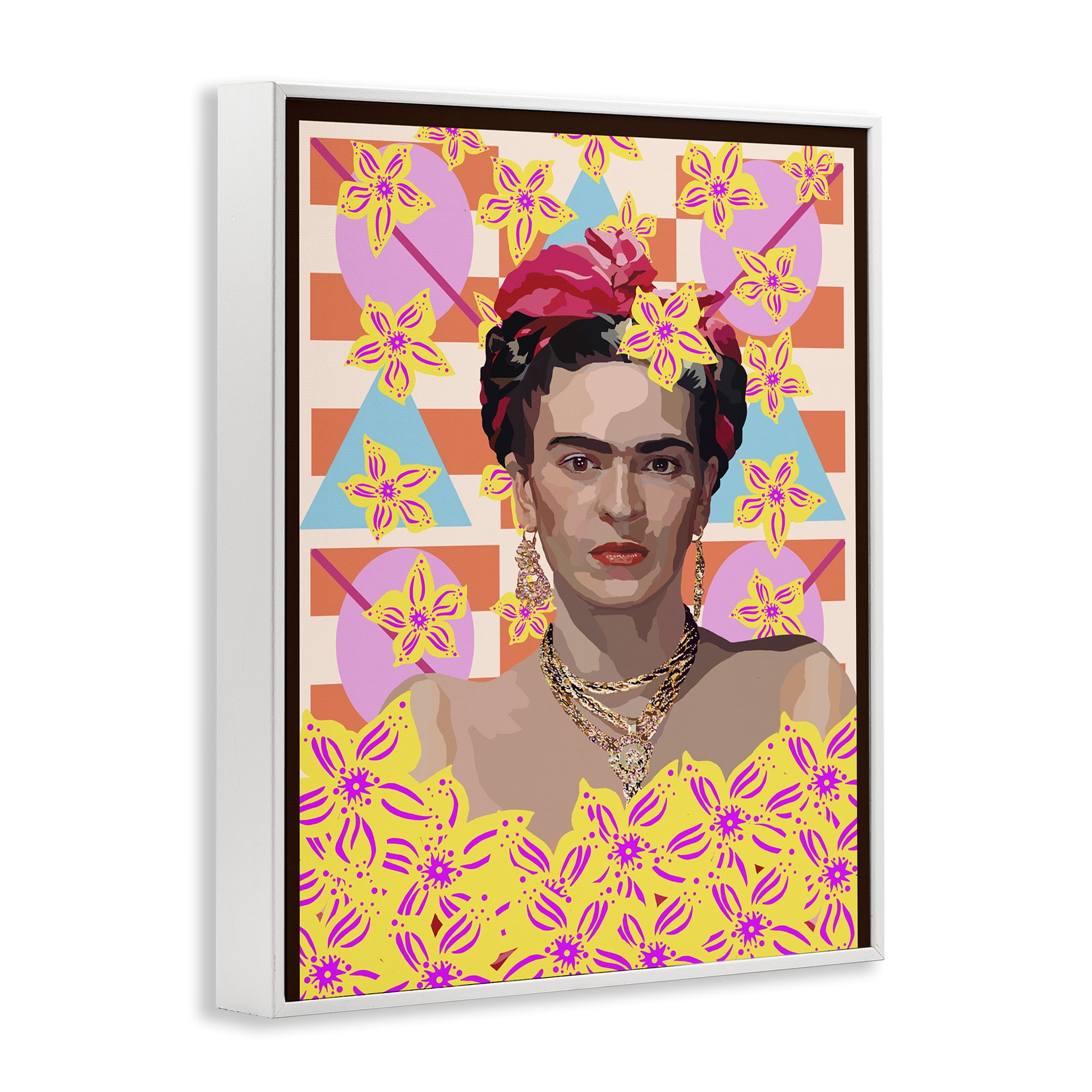 Frida's Floral Journey White Framed Giclee Art, design by Lynnda Rakos