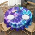 thumbnail image 3 of Purple Blue Tie Dye Pattern Round Tablecloth 60"x60",Wrinkle Wipeable Table Cloth for Kitchen Dining Room Picnic Patio Party, 3 of 6