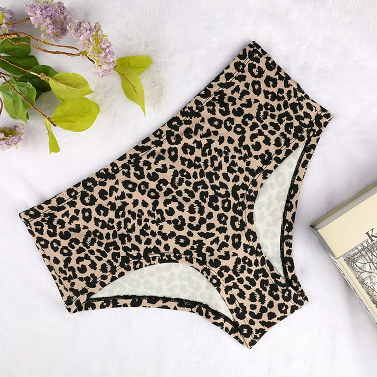 LBECLEY After Birth Belly Women's Leopard Print High Waist Tight Briefs  Boxer Underwear Breathable Underwear Satin Panties Lace Trim Khaki L 
