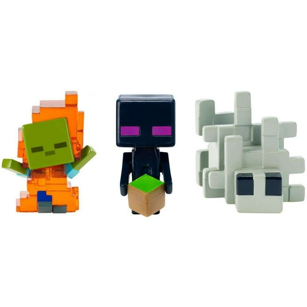 Minecraft Build-a-mini 3-pack Zombie In Flames, Enderman, Silverfish 