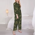 thumbnail image 3 of Picia Green Camouflage Skull Pattern Women’s Long-Sleeve Sleepwear Set - Soft 2-Piece Loungewear with Pockets, Comfy PJs for Relaxing Nights-Small, 3 of 7