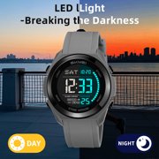 SKMEI Mens Digital Watch, Sport Military Watches for Men Waterproof LED Screen Large Face Tactical Watch with Dual Time Alarm Stopwatch Wrist Watch