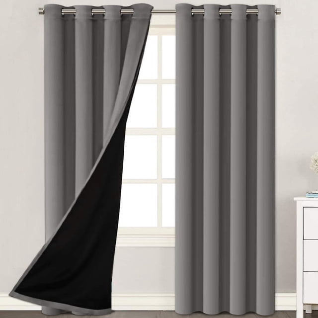 Full Blackout Grommet Lined Curtains and Curtains 100% Blackout Curtains with Black Liner Backing