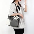 thumbnail image 2 of Bolso de lona informal para mujer, bolso cruzado portátil de moda, bolso de hombro con costuras de moda en contraste de color, bolso para mujer, 2 of 6