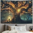 thumbnail image 2 of Shiartex Fantasy Forest Tapestry Warm Fairy Tree of Life Tapestries for Bedroom Aesthetic Nature Tapastry's Wall Hanging Mushroom Butterfly Elves Wall Tapestry for Living Room Dorm Red Painting, 2 of 6