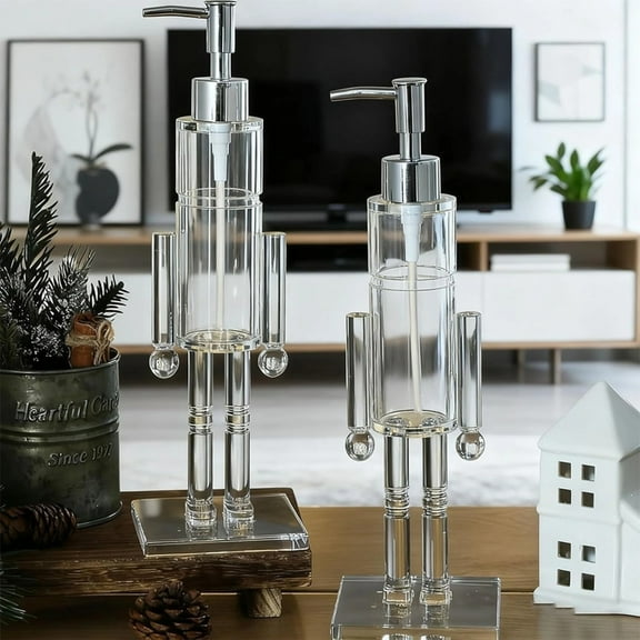 2Pack Nutcracker Soap Dispenser, Acrylic Soap Dispensers, Clear Nutcracker Soap Dispenser for Christmas, Refillable Container Pump for Bathroom Kitchen Home
