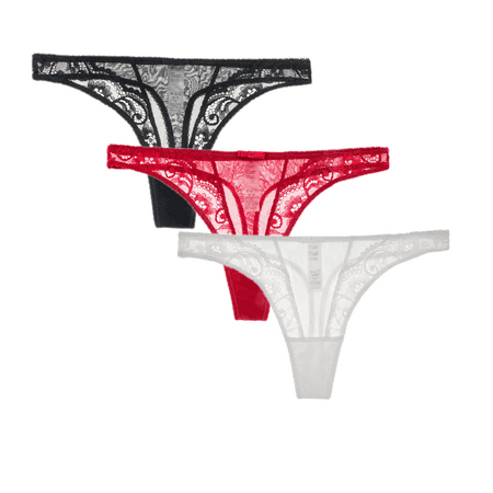 

Varsbaby Lace Sexy Thongs Embroidery Transparent Low Rise Underwear Panty