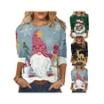 thumbnail image 3 of Gvmfive Women Plus Size Christmas Ugly Print Long Sleeve Shirt Tops, 3 of 5