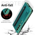 thumbnail image 4 of K-Lion for Samsung Galaxy Z Fold 3 7.6 Inch Hybrid Case, Luxury PU Leather Plating Mirror PC S Pen Holder Slot Hand Strap Stand Function Cover Shockproof Protective Folio Case, Green, 4 of 7
