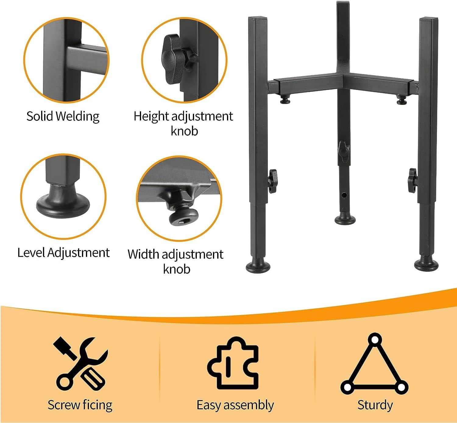 Adjustable Anti-Slip Dog Bowl Stand - Height Adjustable Feeder for Large/Small Dogs, Dog Bowl Stand Adjusts to 4 Heights, Black