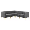 thumbnail image 1 of Tufted Sectional Sofa Set, Velvet, Grey Gray, Modern Contemporary Urban Design, Living Lounge Room Hotel Lobby Hospitality, 1 of 9