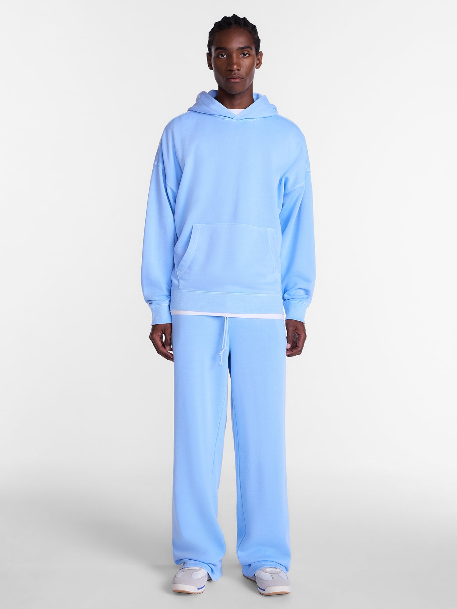 No Boundaries Boxy Fit Oversized Fleece Hoodie with Long Sleeves, Men's XS-4XLT
