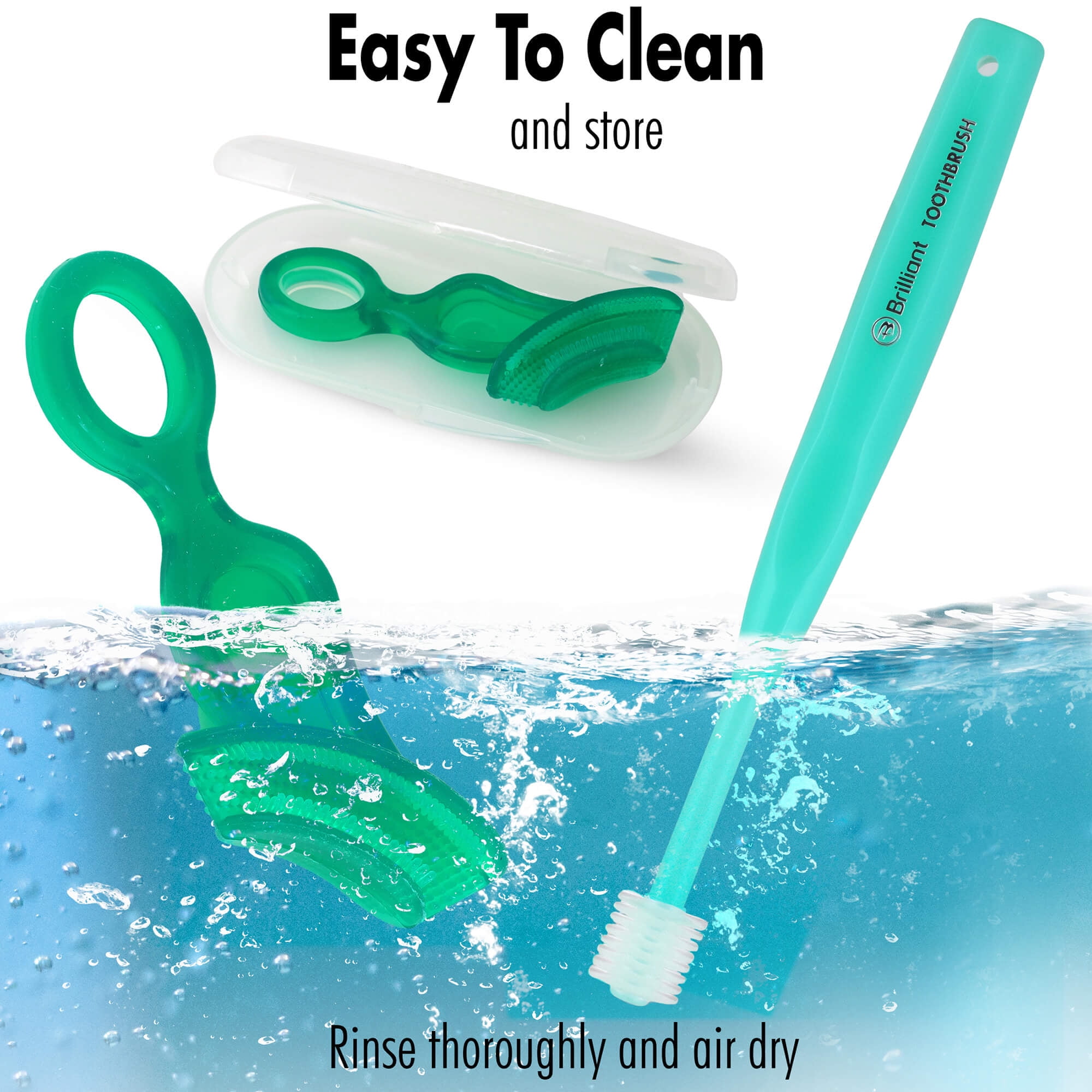 Brilliant Infant Oral Care Kit, Soft Chewing Toothbrush, Round Baby Brush, Tooth Gel, Green, 4+ Mos