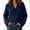Blue, variant on Womens Long Sleeve Top Shawl Collar V Neck Button Cuff Ribbed Knit Loose Fit Casual Daily Blouse Shirts