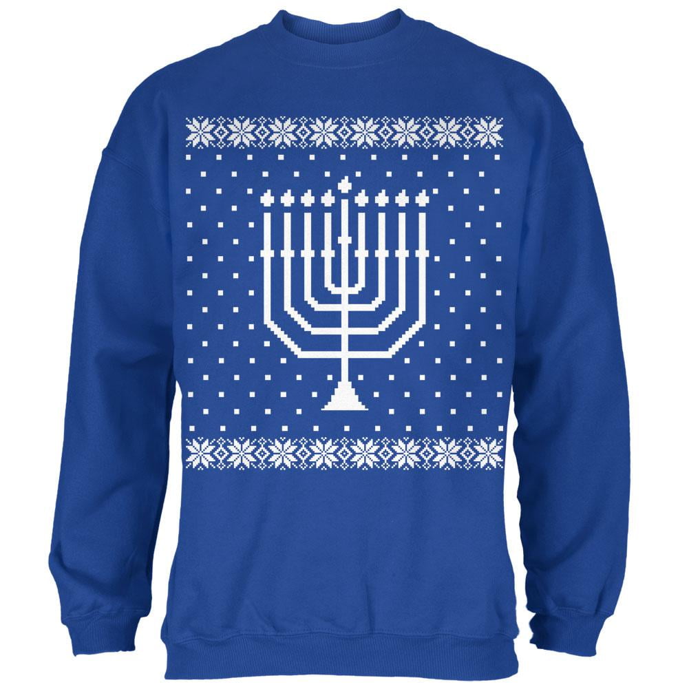 Big Menorah Ugly Hanukkah Sweater Royal Adult Sweatshirt