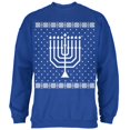 thumbnail image 1 of Big Menorah Ugly Hanukkah Sweater Royal Adult Sweatshirt, 1 of 1