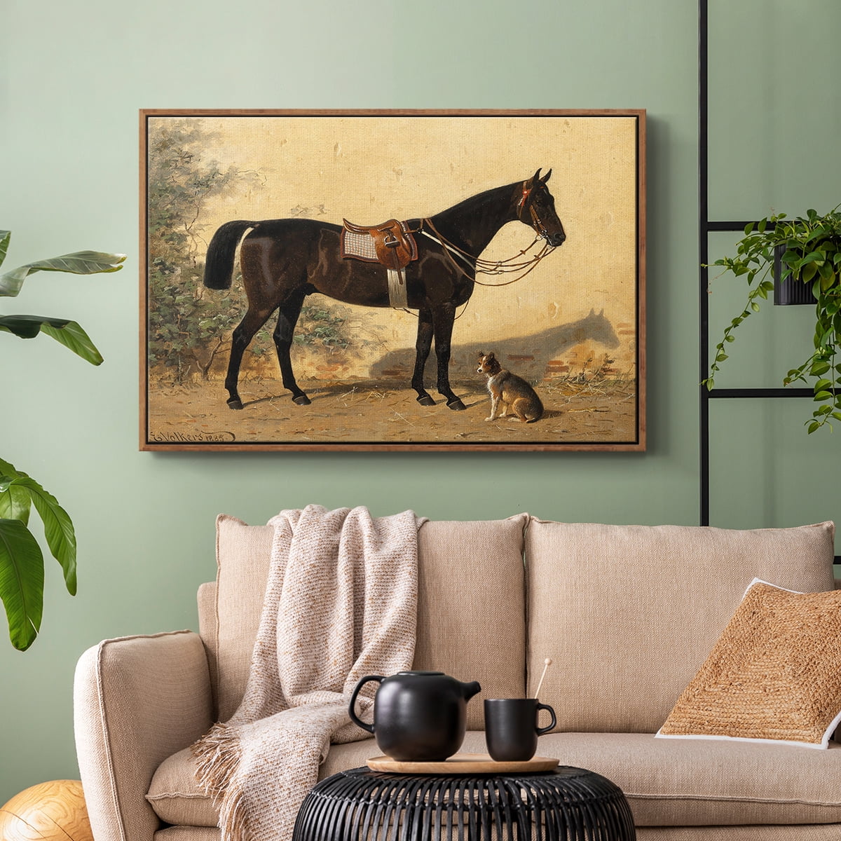 Vintage Animal Print-XLVI By Wexford Home Framed in Walnut Wood Gallery Wrapped Canvas 17 in. x 25 in.
