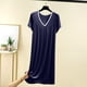 thumbnail image 1 of Karight Womens Soft Cotton T Shirt Dress Summer Short Sleeve Casual V Neck Sleepshirts Loose Long Nightdress House Dress, 1 of 7