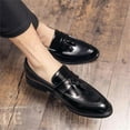 thumbnail image 3 of Men's Leather Tassels Slip-On Loafers Classic Penny Flats Smoking Loafers for Business Casual Dress Prom Party, 3 of 7