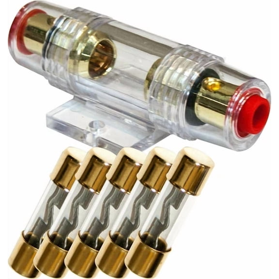 KLYNE- Imc Audio In-Line 4/8 Gauge Agu Fuse Holder W/ (5) 40 Amp Fuse For Car Audio