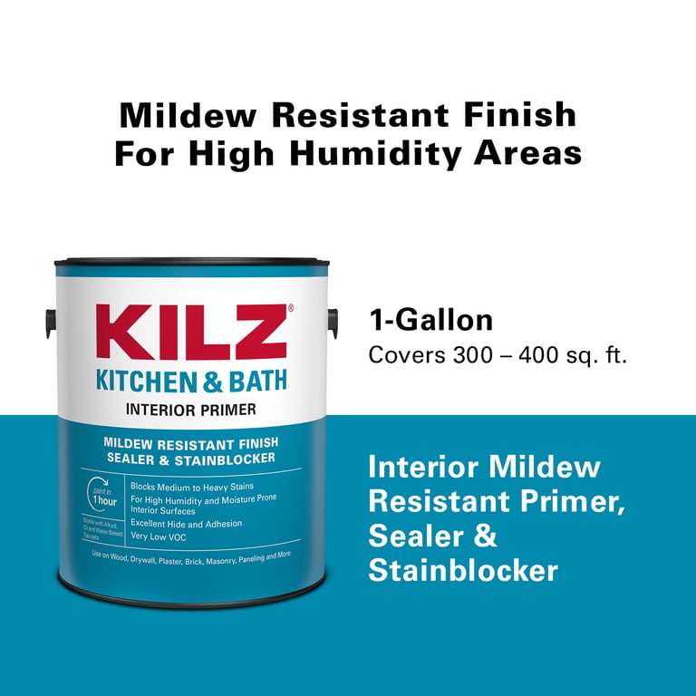 KILZ Kitchen & Bath Mildew-Resistant Primer, 1 Gallon Water-Based photo 8