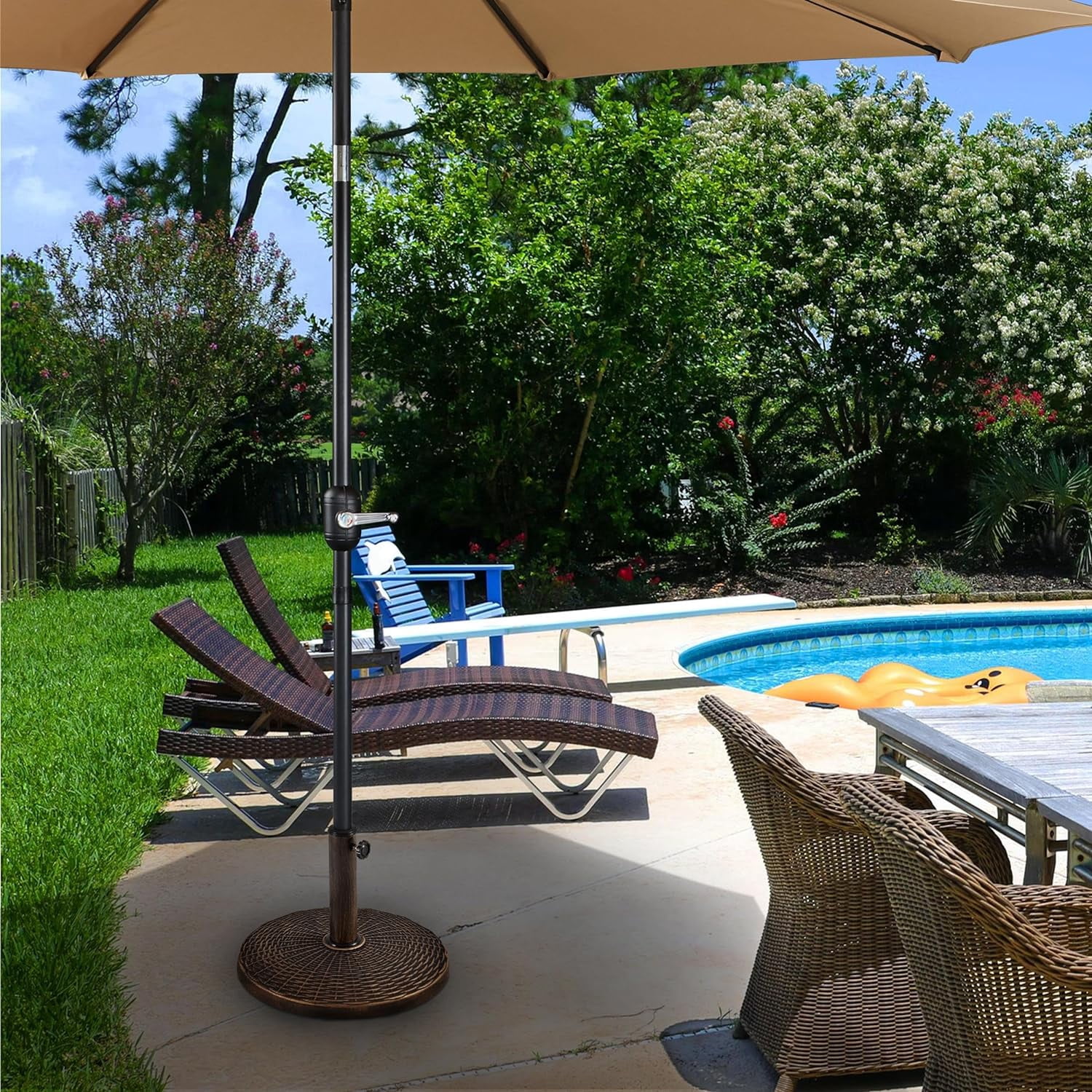 Neatifyes Umbrella Base 22 lbs Heavy Duty Outdoor Patio Resin Umbrella Stand for Deck, Garden - Bronze