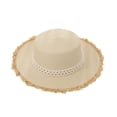 thumbnail image 1 of 56-58cm hat circumference women's straw hat summer sunshade sunscreen seaside pearl big brim sun hat - Beige, 1 of 6