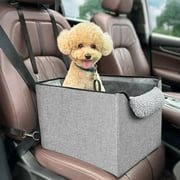 Pawaboo Dog Booster Car Seat for Front/Back Seats, Small Dog Car Seat up to 25 lbs, Elevated Dog Car Seat Interior Height 5 in, Ideal for Cars, SUVs, and Trucks - Comfortable, Safety, Grey