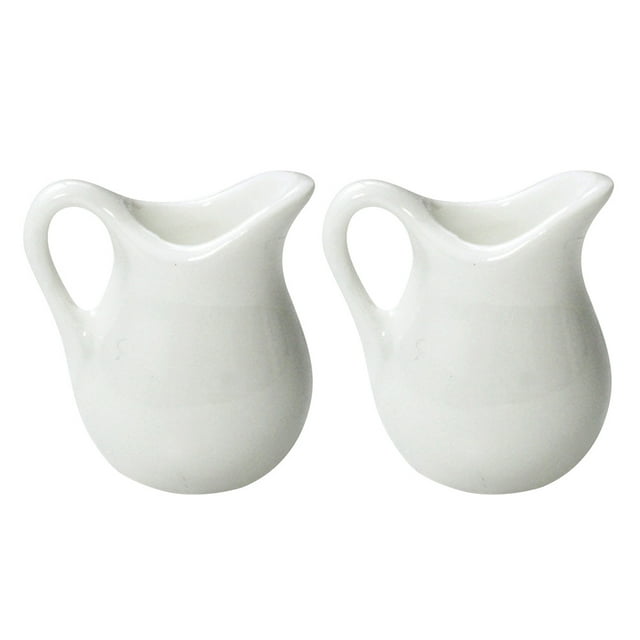 Shisuyan 2pcs Miniature Porcelain Sauce Jug Mini White Milk Jug Mini Kitchen Accessories