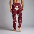 thumbnail image 5 of WTOBBY Men's Drawstring Pocket Cuffed Casual Pants, Christmas Print, Home Sleep Pants for Festive Lounge and Comfortable Wear, Soft and Cozy,Hot Pink 2XL, 5 of 7