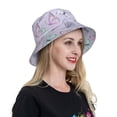 thumbnail image 4 of Yiaed Purple Butterfly Print Reflective Stripe Bucket Hat Unisex Funny Outdoor Fisherman Cap Beach Sun Hat, 4 of 5