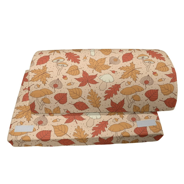 Autumn Foot Rest Repetitive Fall Woodland Along Leaves Mushrooms in Earthy Tones Non Slip Backing Adjustable Ergonomic Memory Foam Leg Support for