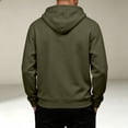 thumbnail image 5 of Domuza Mens Fleece Pullover Hoodie, Long Sleeve Drawstring Sweatshirt, Casual Athletic Top with Pocket-Army Green L, 5 of 6