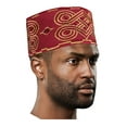 thumbnail image 3 of Burgundy Embroidered African Hand woven Aso Oke Hat, 3 of 4