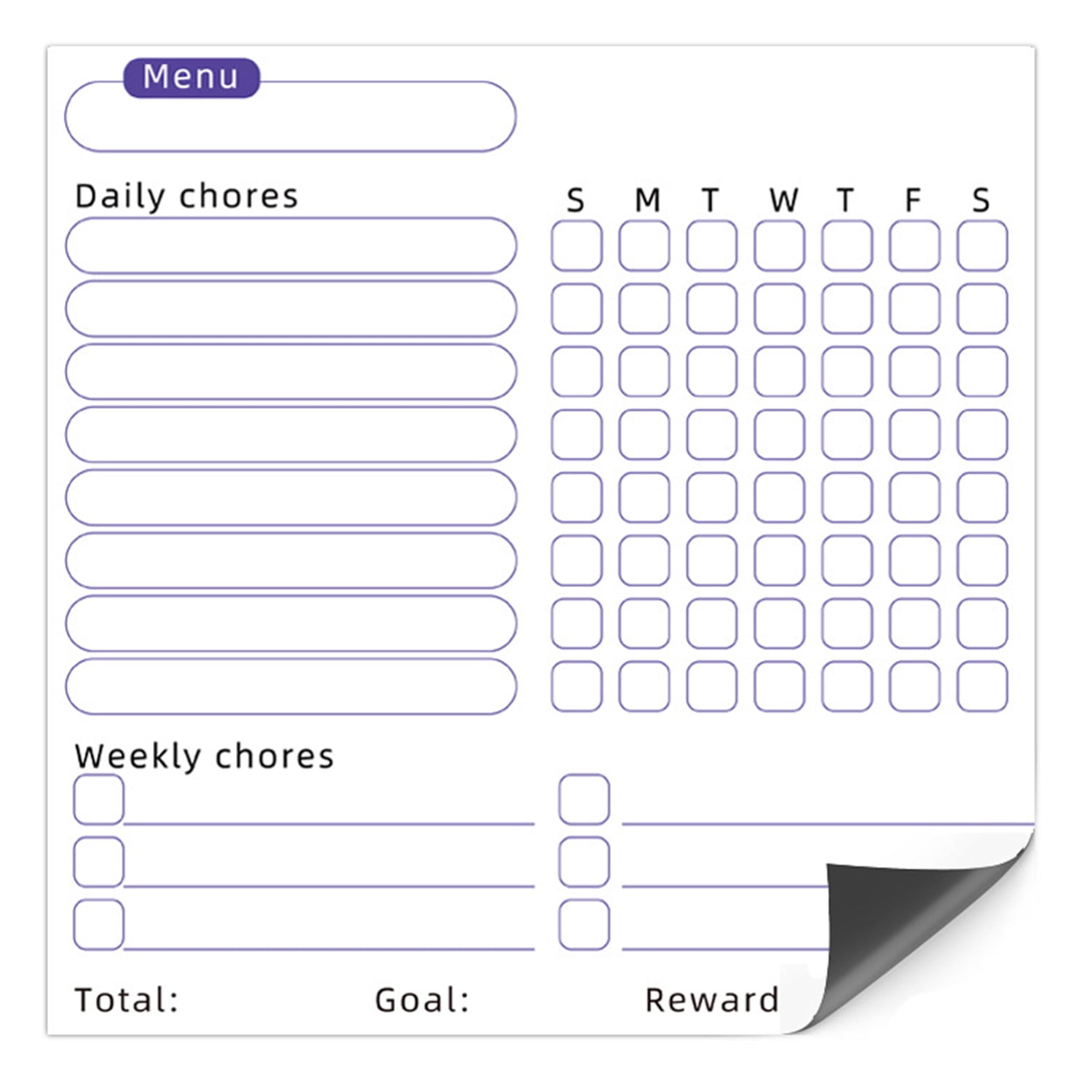 A4 Reward Chart Child Family Weekly Jobs Chores Whiteboard Fridge Magnet 2pens 