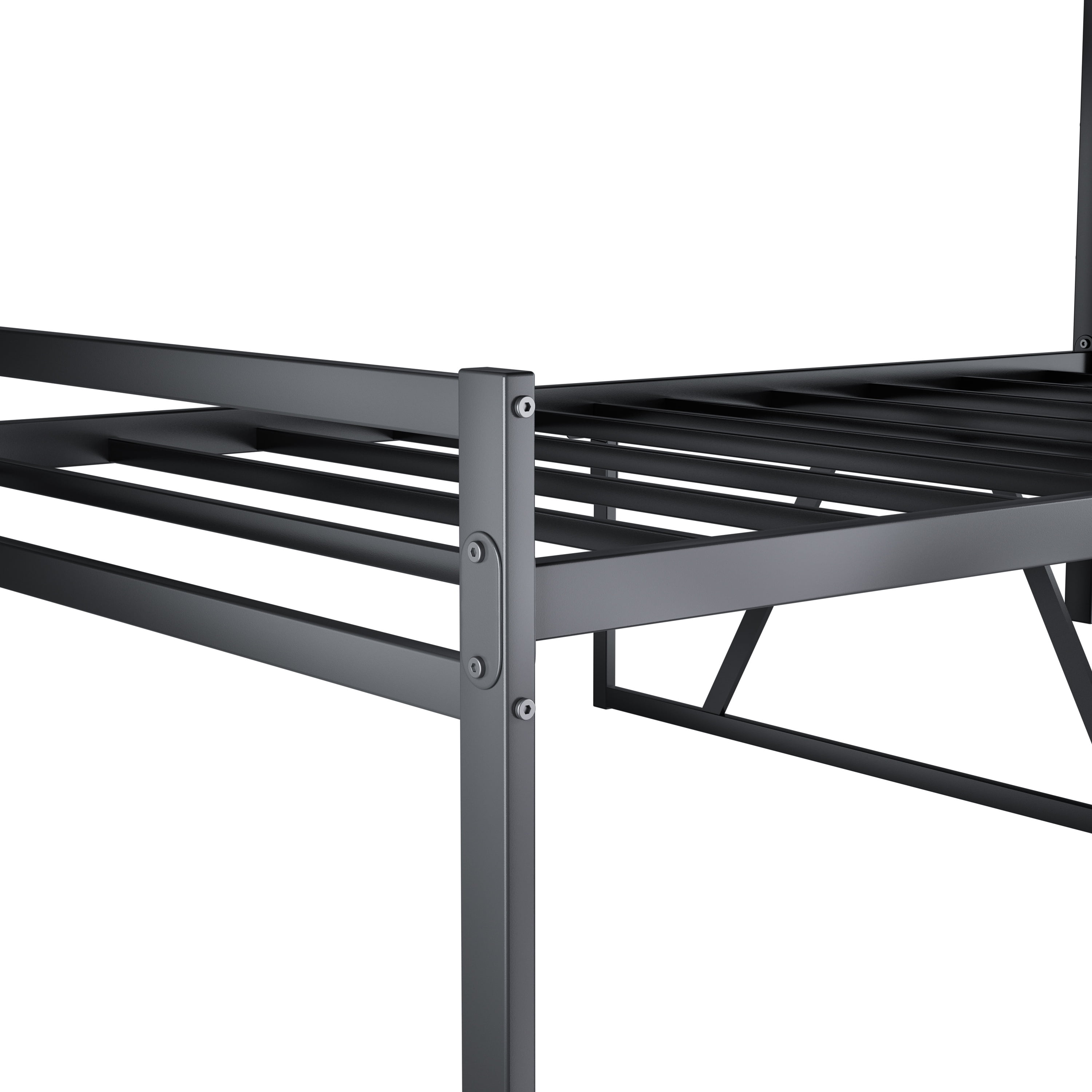 Twin Size Bed Frame, Metal Platform Bed w/Headboard, Large Under Bed Storage Space, No Box Spring Needed