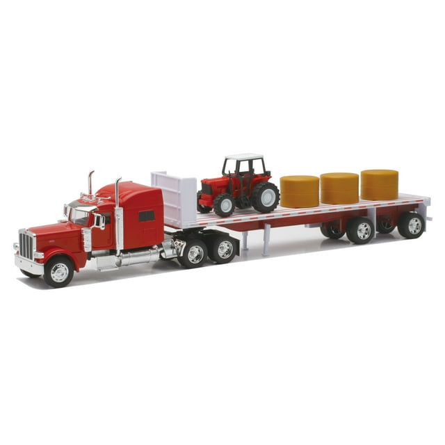Vehículo de juguete Ne-Ray Peterbilt 389 con tractor Hay & Farm 1/32