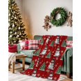 thumbnail image 2 of Christmas Flannel Blanket for Bed,Travel and Camping, Winter Snowman Christmas Tree Snowflakes Red Super Soft Cozy Blanket for All Seasons 40" x 50", 2 of 6