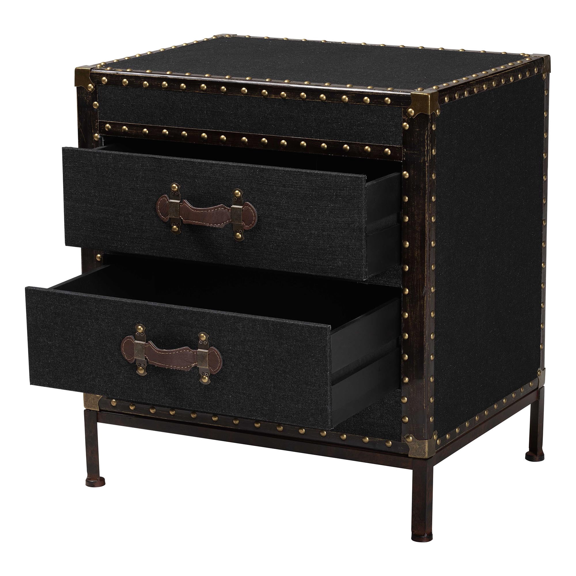 Baxton Studio Laura Vintage End Table, 2-Drawer, Black