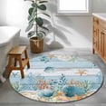 thumbnail image 3 of Blue Coastal Round Area Rug 3.3Ft Washable Circle Rugs for Dining Room Table, Summer Beach Starfish Shell Coral Nautical Non-Slip Carpet Floor Mats Indoor Outdoor Carpet Runner Aesthetic Home Decor, 3 of 8