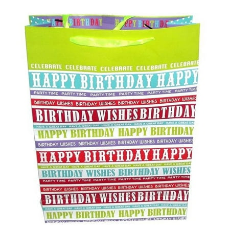 Paper Craft "Happy Birthday" Greetings Gift Bag, 18 X 13 inches