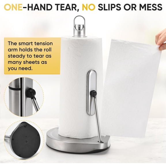 Freestanding Kitchen Paper Towel Holder - with Spray Bottle Holder for Countertop Necessities