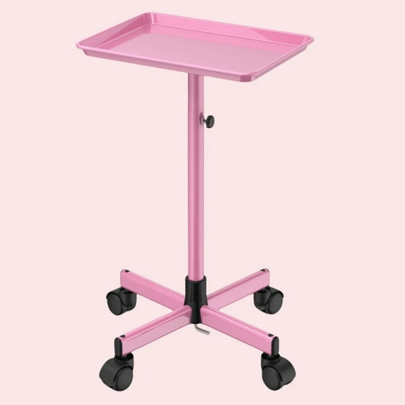 REZJSWFSMMJ Salon Tray on Wheels - Premium Aluminum Tattoo Tray Rolling Trolley - Adjustable Salon Service Rolling Tray Hairdresser Cart  (Pink)