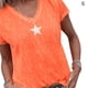 thumbnail image 1 of Camiseta Mujer Cuello En V Manga Corta Top Suelto Estampado Chica Verano Top, Naranja, S sidaley AP001862-17, 1 of 5