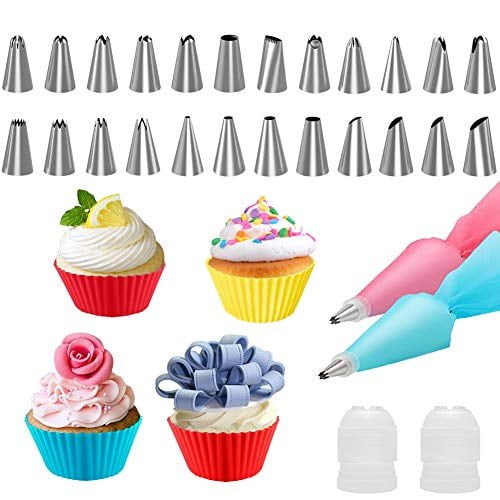 Russian Piping Tips Cake Decorating Supplies 32pcs Baking Supplies Set With 25 Standard Piping Nozzles Baking Frosting Tools Set For Baking Cupcake Cookies Cake Decorating Supplies Kit Walmart Com Walmart Com