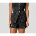 thumbnail image 5 of Women'S Denim 2 Piece Set Casual Sleeveless V Neck Jean Vest Tops and High Waist Shorts Outfit Tracksuits Black S, 5 of 7