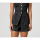 thumbnail image 5 of Conjunto de Dos Piezas de Mezclilla para Mujer, Informal, Sin Mangas, con Cuello en V, Chaleco Vaquero y Pantalones Cortos de Cintura Alta, Conjunto Deportivo Negro M, 5 of 10